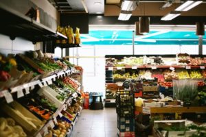 Photo of the produce section of a supermarket.