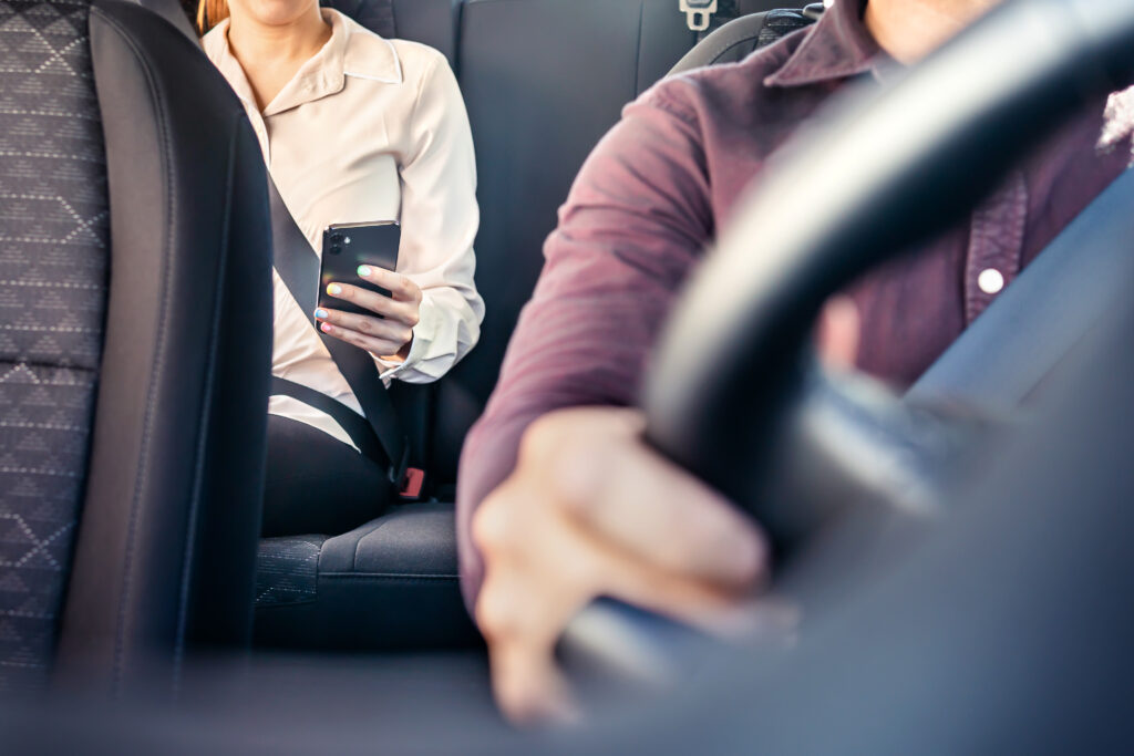 passenger in a rideshare vehicle
