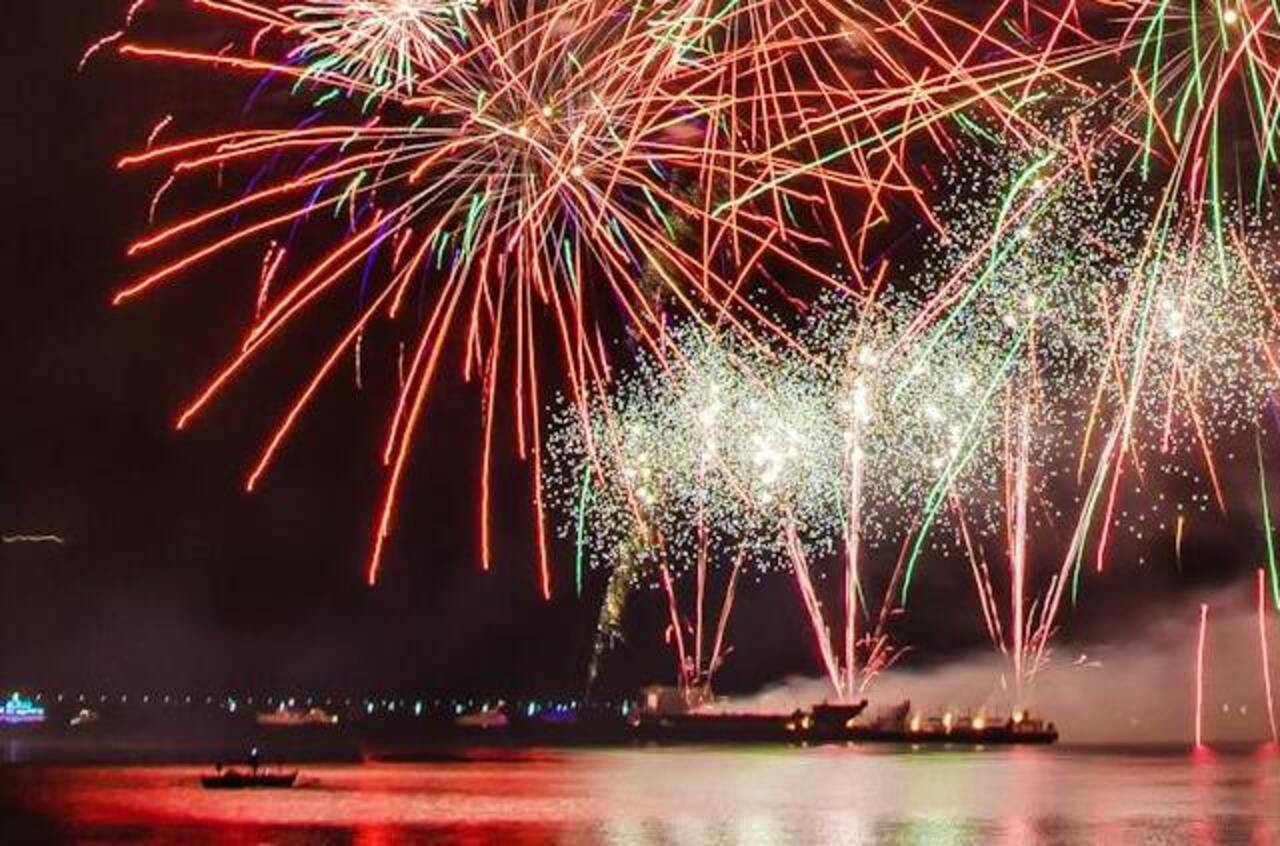 Nighttime fireworks display