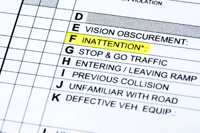 Photo of a section of a traffic accident police report.