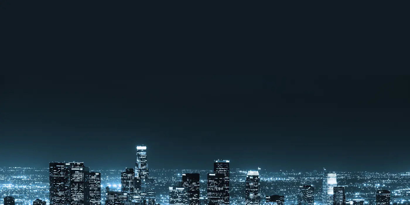 Downtown Los Angles skyline at night