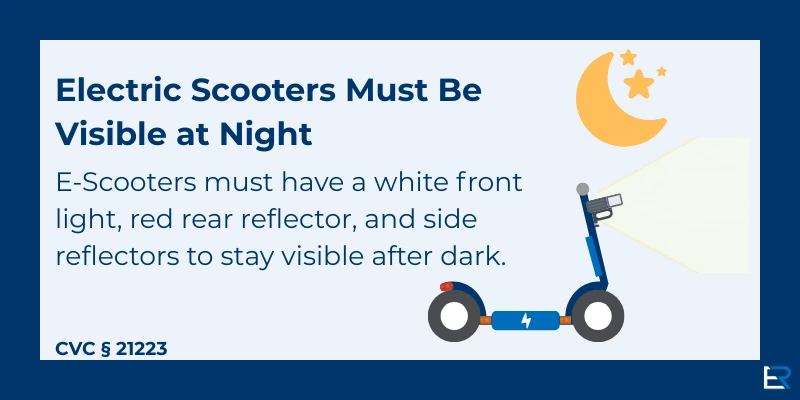 CVC §21223 – Nighttime Equipment Is Required for Electric Scooters
