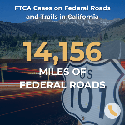 FTCA Cases on federal roads and rails across 14156 miles in California