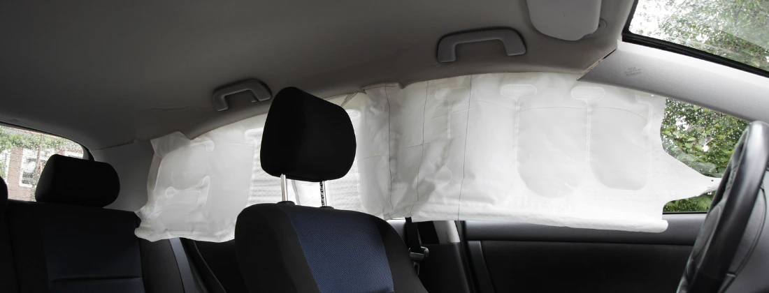 image of a side curtain airbag deployed
