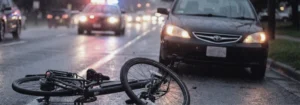 electric bike accident on the road with police in the background