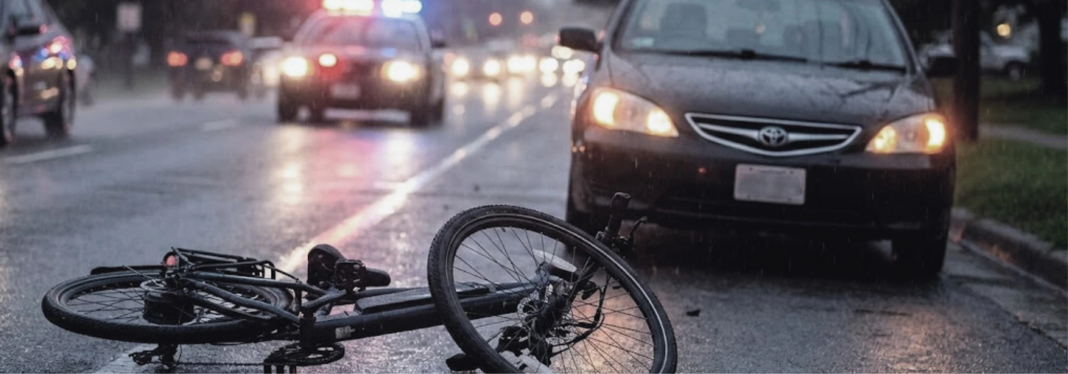 electric bike accident on the road with police in the background