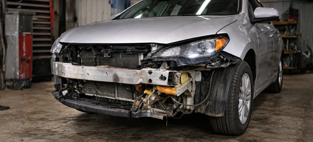 hidden damage behind the bumper of a vehicle