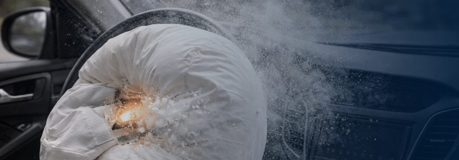 airbag releasing particles from deployment