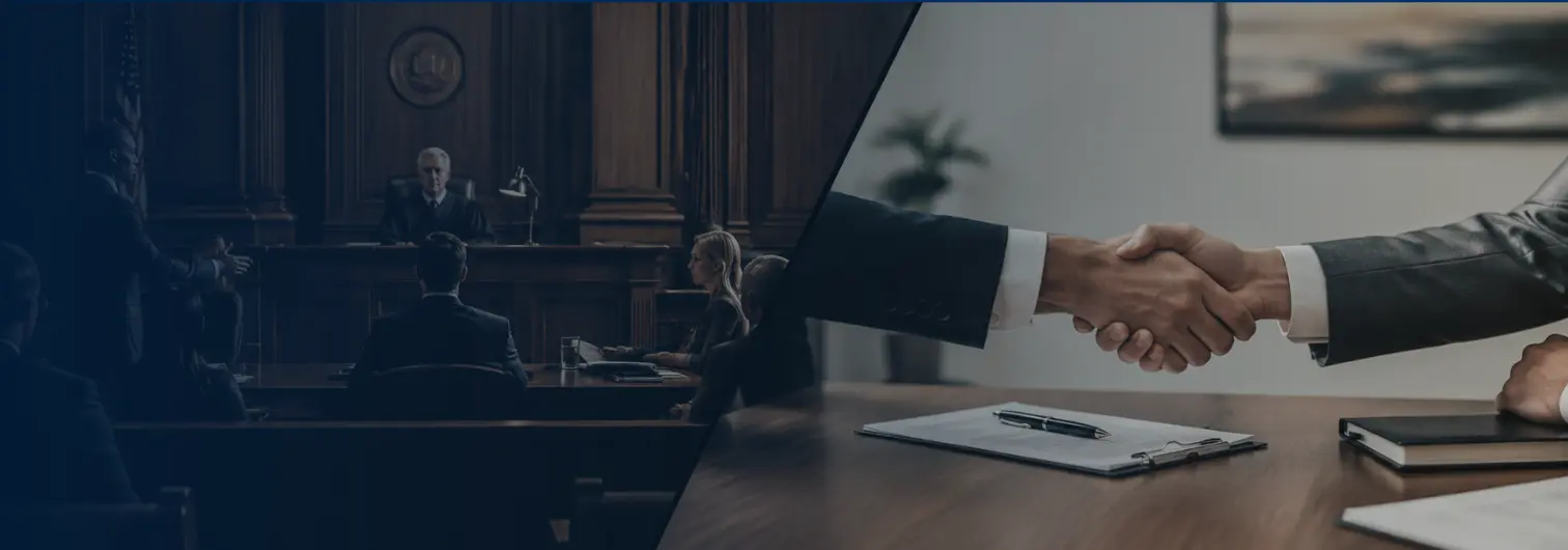Attorney explaining the difference between criminal prosecution and civil personal injury lawsuit to a client in California