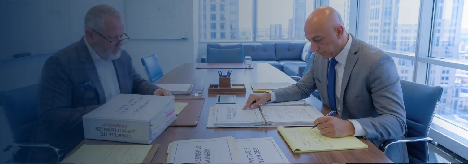 El Dabe Ritter trial attorneys reviewing personal injury case file in preparation for settlement negotiations in Los Angeles