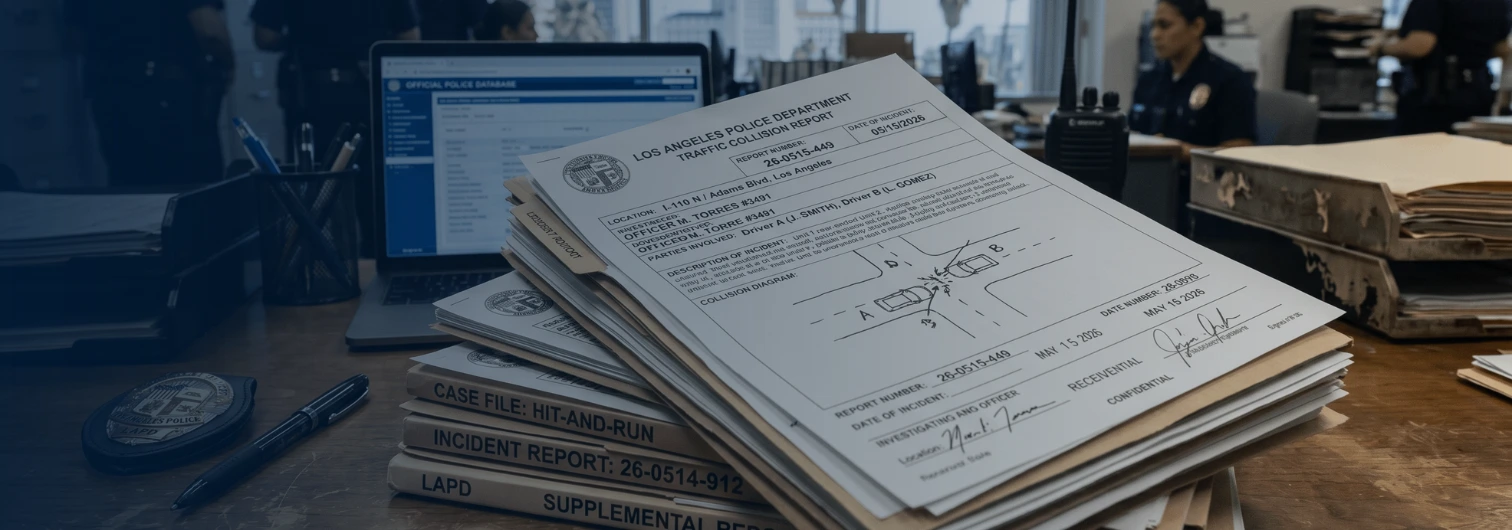 police report sitting on top of a desk in Los Angeles