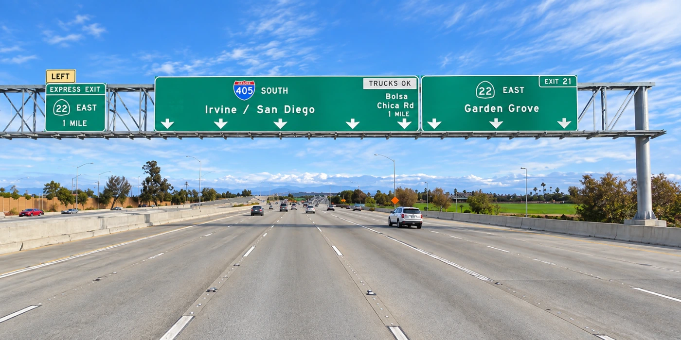I-405 and SR-22 interchange near Huntington Beach and Westminster