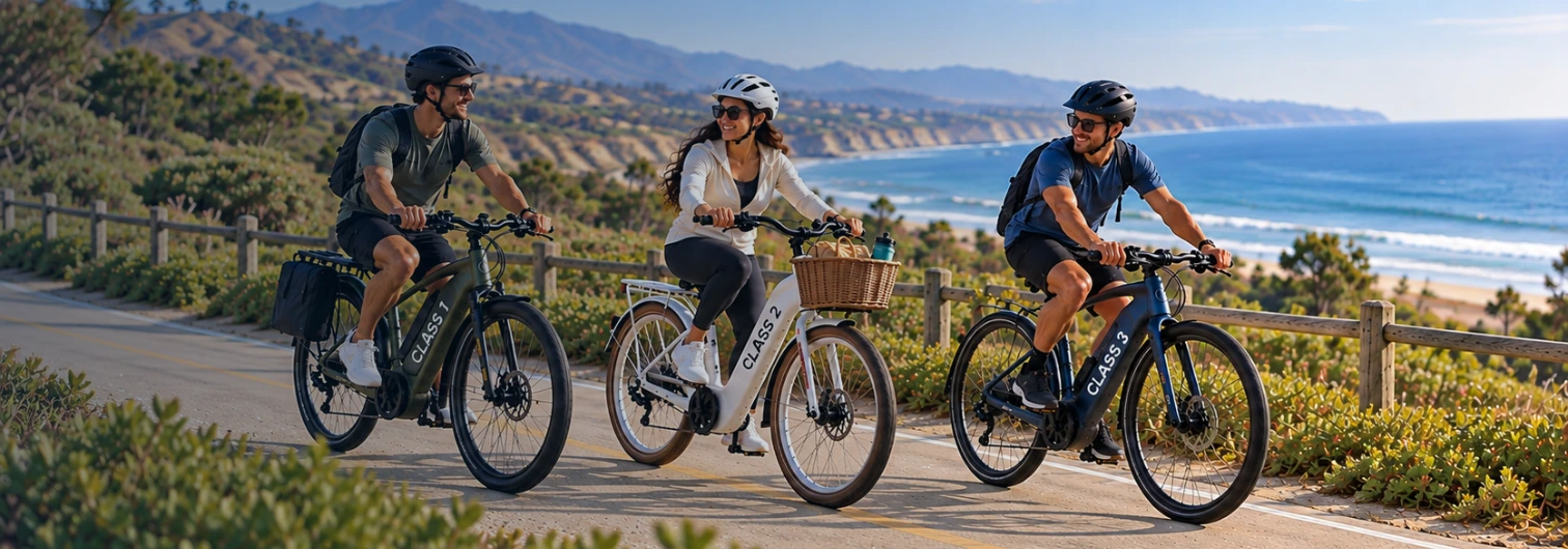California Class 1, Class 2 and Class 3 electric bicycles compared